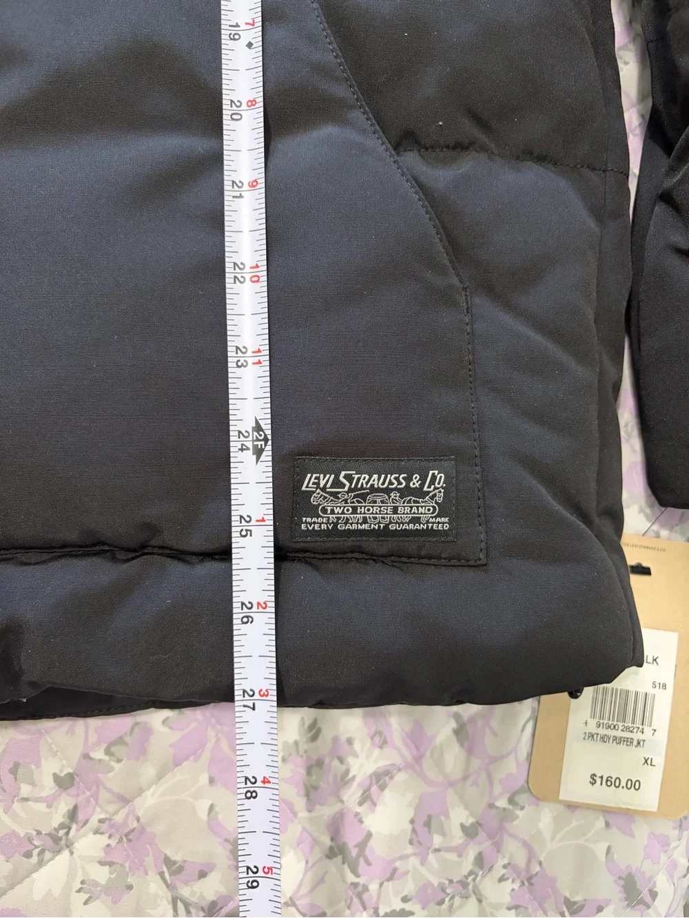 Levi's Men's Black Hooded Puffer Jacket